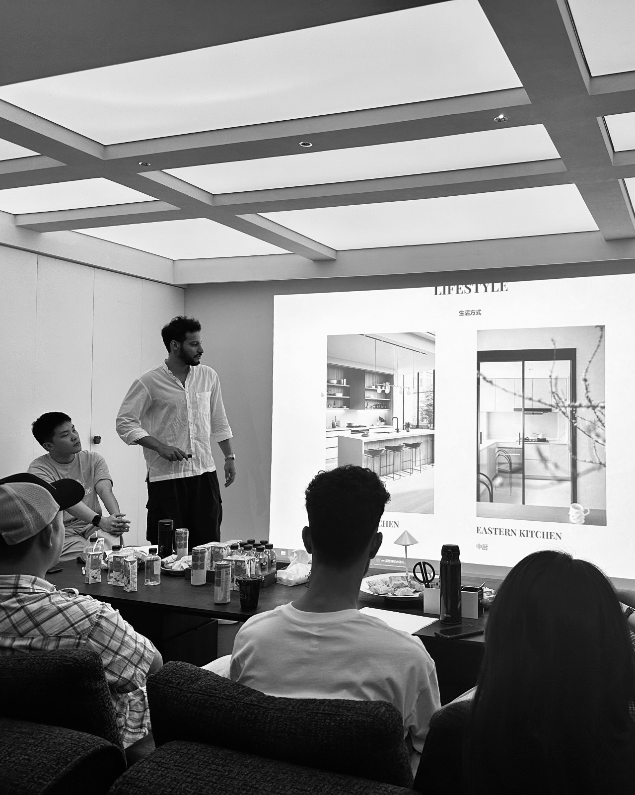 Ricky Ramos presenting an East-West interior design concept to collaborators in China